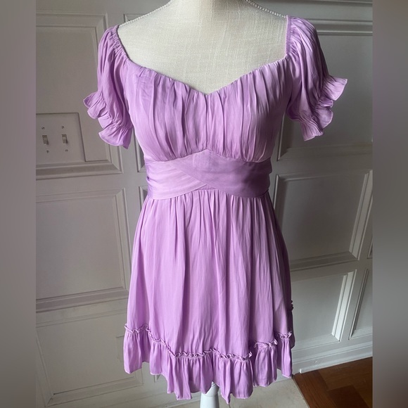 Selfie Leslie Dresses & Skirts - SELFIE LESLIE SMALL LILAC BABYDOLL DRESS BOW TIE BACK RUFFLES